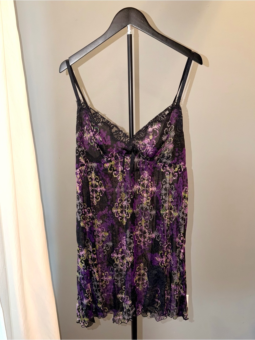 Cacique 18/20 Purple Slip Dress Adjustable Sparkles Whimsigoth Fairy Grunge Lace